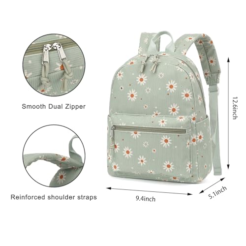 Image of Corduroy Womens Mini Backpack Girls Small Backpack Purse Fashion Casual Daypack School Bookbag (Daisy Green)