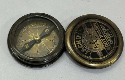 Brújula de latón antiguo grabada de 2" Jacko Boot Polish, personalizada, regalo para bodas, Navidad, bautizo y graduación miniatura 3