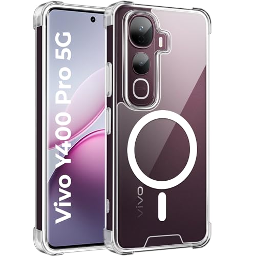 Image of A rtistque Clear Back Cover Case for Vivo Y400 Pro 5G | Compatible | Acrylic | Transparent Case | Shockproof TPU | Stylish Protective Design - Transparent
