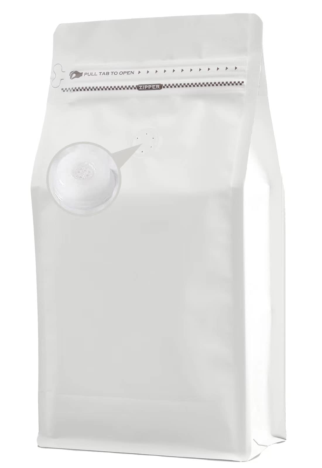 Coffee Bags with Valve(16 oz,1 lb,100pcs) White High Barrier Aluminumed Foil Flat Bottom Heat Sealed Coffee Beans Packaging Bags Side Zipper Resealable Bags for Home or Business