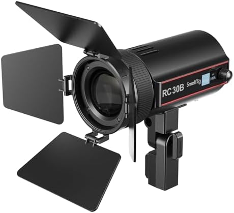 SMALLRIG RC 30B COB Video Light, 15°-60° Beam Angle Adjustable, 30W Bi-Color Video Light CCT 2700K-6500K, 10900 lux@1m, CRI 96+, TLCI 96+, Continuous Output Light for Tabletop Live Streaming - 4279
