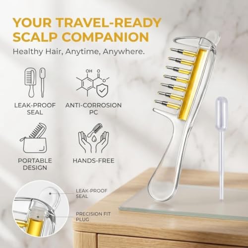 Buy OVANSIC Hair Oil Applicator Comb 3 Piece Set, Scalp Massager Comb with Metal Ball Tips, Root Hair Oil Applicator, Precision Scalp Treatment Comb with Transfer Pipette and Silicone Storage Stand for Women Men Online at Low Prices in India - Amazon.in - Image 6