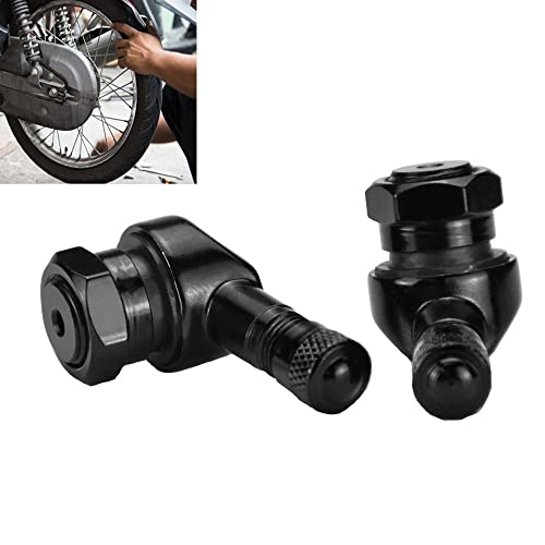 UTRUGAN 2 PCS Valves d'angle de Pneu en Aluminium Valve d'angle de Moto 11.3mm Valve de Pneu à 90 Degrés Adaptateur de Tige Pneu d'Extension de Valve Universelle pour Voiture, Moto, Camionnette(Noir)