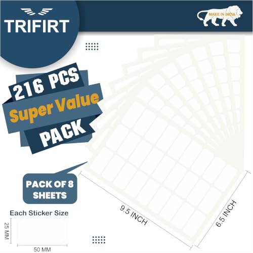 Image of Trifirt 216 Pcs Pearl White Round Labels with Black Marker | Self-Adhesive Removable Stickers | Writable Jar & Bottle Labels for Mason Jars, Glass Bottles, Kitchen Containers