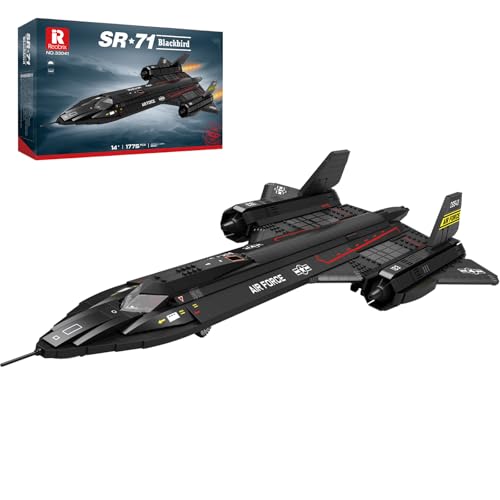 Reobrix SR-71 Blackbird Building Set for Adults 1775 PCS Military Reconnaissance Aircraft Model Kit Large Airplane Display Toy with Retractable Landing Gear Aviation Gift for Men & Teens 14+