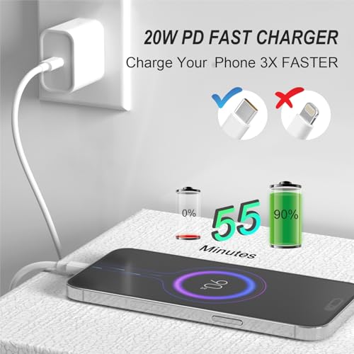 Image of iPhone Charger, 2 Pack 20W USB C Fast Wall Charger Block with 2 Pack 6 FT USB-C to C Cable for iPhone 17 16 15 Plus /Pro /Pro Max /iPad Pro /Air /Mini, Galaxy, AirPods Pro