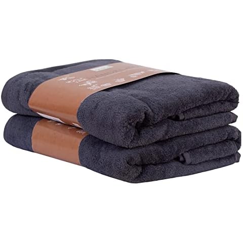 OMHU Hand Towel Set 100% Organic Cotton (Dark Grey) | 2 x Hand Towels | 50 x 100 cm | Quality = Weight 550 g/m2 - Developed in Denmark Cover
