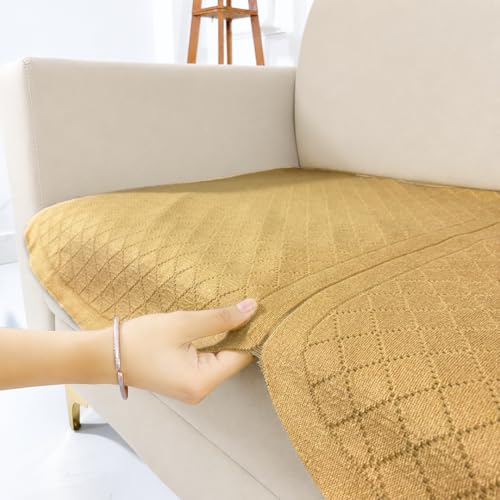 Image of Homerz Premium 'Surya Series' Sofa Cover | Stylish Sofa Protector | Net Fabric | Anti-Stain & Washable Slip Cover Exact Size Antislip (New Jerry Chikku, 5 (3+1+1) Seater, Only Seat Cover)