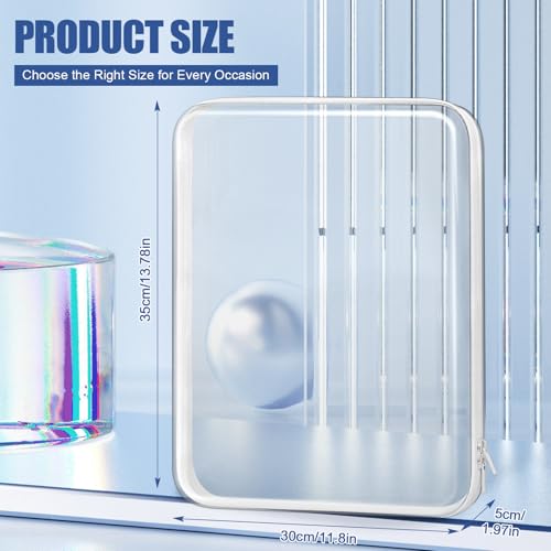 QEEYON Trousses de Toilette Transparentes Rigides avec Fermeture Éclair, Boîte de Rangement Étanche pour Cosmétiques, Jouets et Articles de Toilette | Extra Large Trousse de Toilette de Voyage – vue 2