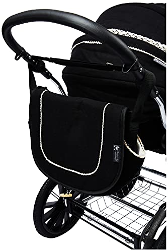 Friedrich Hugo PCS_NL-B2-2IN1-GC-R5-BLACK Natureline Uni, 2 in 1 Kombi Kinderwagen, Öko Nostalgie Kinderwagen, Edward Night Silver, silber