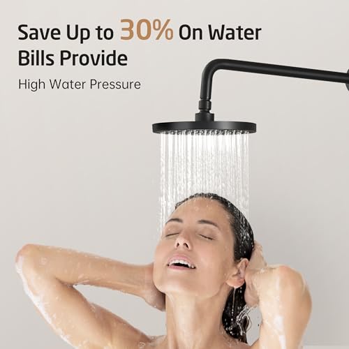 KES Shower Faucets Sets Complete, Rain Shower Head Shower Valve and Trim Kit Pressure Balance Wall Mount Shower System Matte Black, XB6202F18-BK miniatura 3