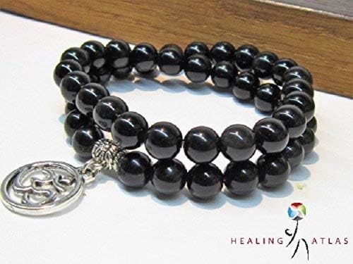 Agesta Black Obsidian Double Wrap Bracelet 8mm Gemstone Bracelet - Grounding & Strength - Choose Your Own Charm - 45 Bead