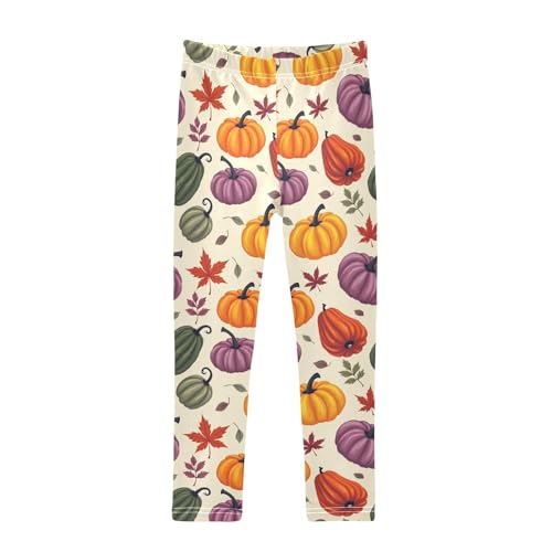 Girls' Athletic Leggings Ankle Length Yoga Dance Pants Kids Teen 4T Orange Purple Pumpkin