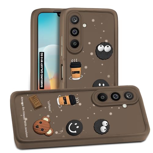 Image of AESTMO Back Case Cover for Samsung Galaxy M16 / F16 5G | Cute Fun Cartoon 3D Ball | Coffee Silicone Case | Full Body Protection | Camera Protection Back Cover for Samsung Galaxy M16 / F16 5G (Brown)
