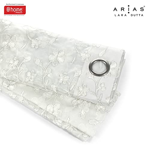 Image of @home by Nilkamal Arias Luxuria Sheers Floral Window Curtain Set of 2 White