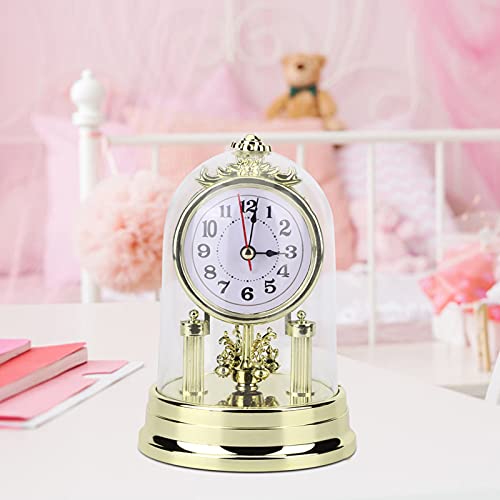 Mantel Clock for Living Room, Vintage Carriage Clocks with Numbers Nostalgic Retro Desk Alarm Clock Grandfather Clock Decorative Alarm Clock Without Ticking, for Bedroom Indoor Mantelpiece Decoration