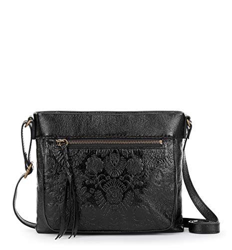 The Sak Unisex The Sanibel Mini Crossbody, Black Floral Embossed