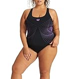100% poliéster ARENA Bañador Deportivo Mujer Spiral Vision Plus, Negro/Negro, 58