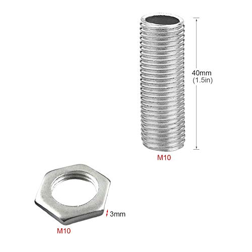 Image of Lamp Pipe Nipple Kit, Including M10 40 mm /1.6 inch Length Nipples and M10 Nut Thickness 3mm / 0.12 inch, Zinc-Plated, 10 Pack