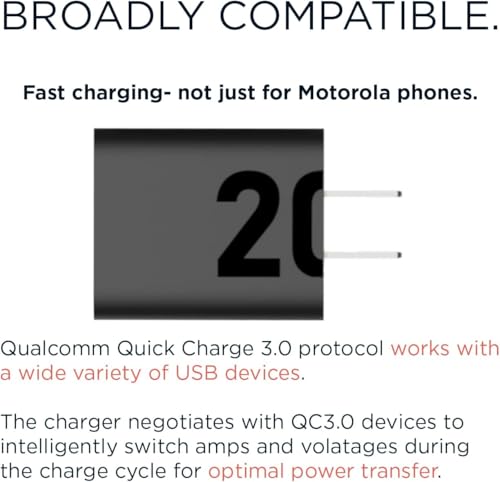 Image of RDG Motorola Turbopower 20 QC3.0 Cellular Phone Charger Adapter For Moto G Play 2023 /2024,G Power 2022 /2023 5G,G Stylus 2022 /2022 5G /2023 /2023 5G,G 5G 2023 /2024,Edge 2022 /Edge+ PD PPS Technology,Black