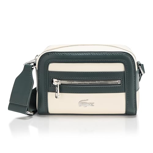 Lacoste Bolsa de repórter pequena, farinha de bolo branca/vermelho agave Symphony Blue, Farinha de Bolo Branco/Vermelho Agave Symphony Blue, One Size