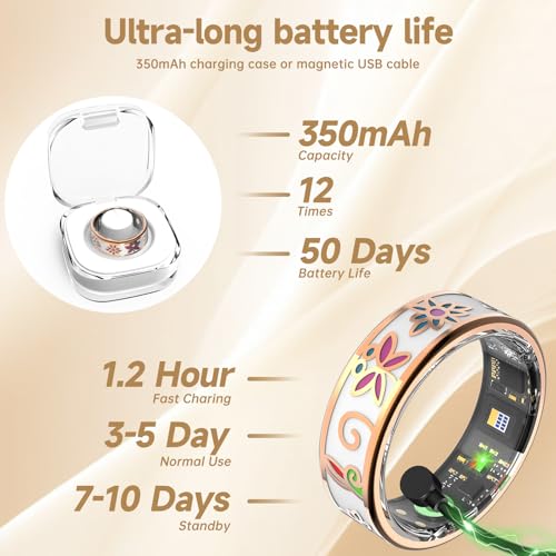 Image of Enamel Craft Smart Health Rings for Women Men, Sleep Tracker with Heart Rate, Blood Oxygen, Fitness Ring for Activity Monitoring, No Subscription, Compatible with iOS & Android (Enamel Color, 8)