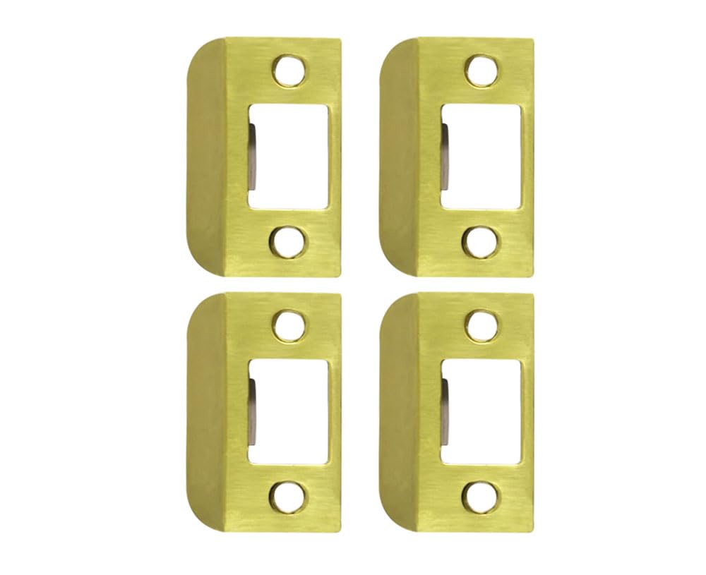 QCAA Solid Brass Extended Lip Strike, 1-1/2"X2-1/4", Polish Brass, 4 Pack, Made in Taiwan