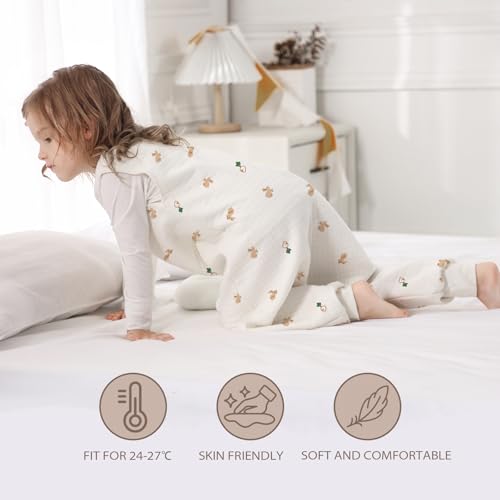 Image of Miracle Baby Sleep Sack with Feet, 1.0 TOG Sleeveless Sleeping Sack with Legs, Breathable Cotton Sleeping Bag for Toddlers