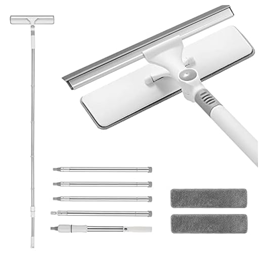 Limpiacristales, 252cm Limpia Cristales Ventanas con Palo Extensible de Acero Herramienta de Limpieza De Ventanas TelescóPico para Ventanas Altas En Interiores Y Exteriores