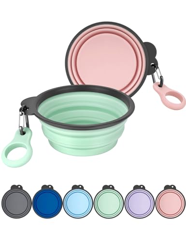 Aonkey 2 Pack 15oz/1.8 Cup Collapsible Dog Bowls with Bottle Carrier