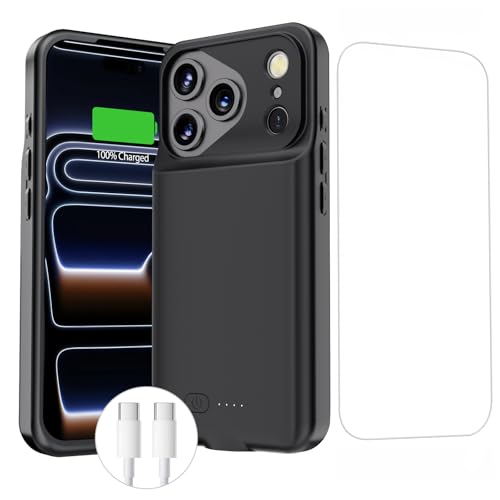 BOPPS Battery Case for iPhone 17 Pro max,Real Powerful 8500mAh Portable Charger Case 360°Protection Rechargeable Extended Charging case for iPhone 17 pro max 6.9inch,(Black)