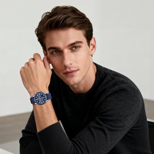Image of BENYAR Men's Watches Chronograph Watch for Men Multifunction Black Waterproof Sport Fashion Quartz Wristwatches Calendar with Stainless Steel Strap