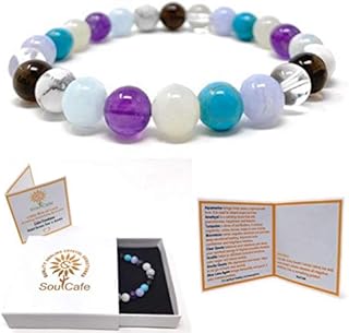 Calm Emotions Power Bead Bracelet - Crystal Gemstone Bracelet - Stress Relief Bracelet - Gift Box and Information Tag