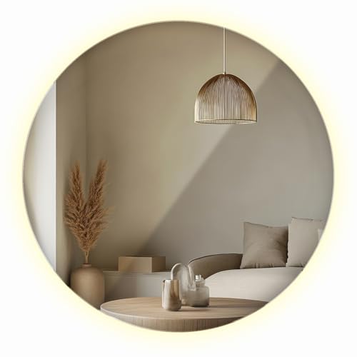 Specchio Rotondo con Illuminazione Integrata Bianco Neutro Ø 100 cm per la Camera da Letto con Luce a LED da Parete Specchio Senza Cornice