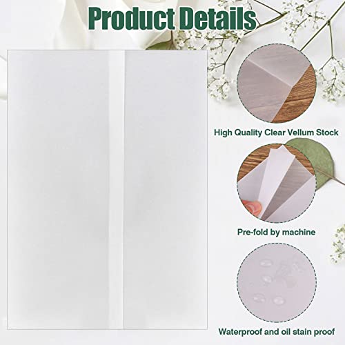 150 Pcs Pre-Folded Vellum Jackets For 5 X 7 Invitations White Translucent Arts And Crafts Vellum Paper Wedding Invitations Folded Vellum Paper Wraps For Diy Photos Postcards Scrapbook Envelopes #TOP1