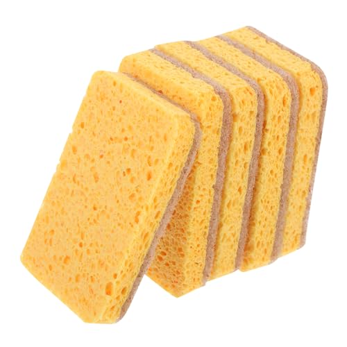 HAWILLOSCH Essential Kitchen Tool 5pcs Natural Wood Pulp Cotton Sisal Scrubbing Pad Dish Towel Non-Slip Oil-repelling Dishwashing