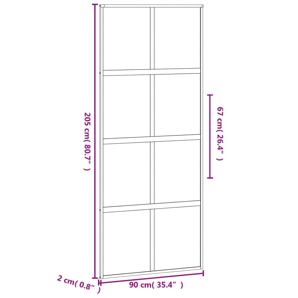 Drzwi przesuwne czarne 76 x 205 cm szkło hartowane i aluminium materiały budowlane drzwi domowe