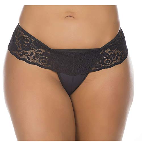 Lingerie Calcinha Tanga Strappy Em Renda Fio Dental Tamanho único Preto