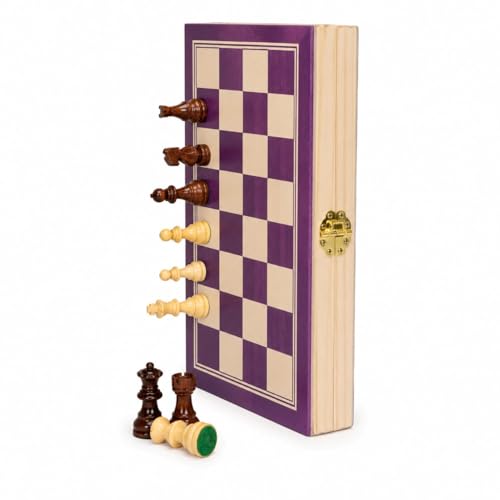 Image of 13 Inch Foldable Wooden Chess Board Set, Premium Quality, with Storage Box, Smooth Finish Pieces, for All Age Groups