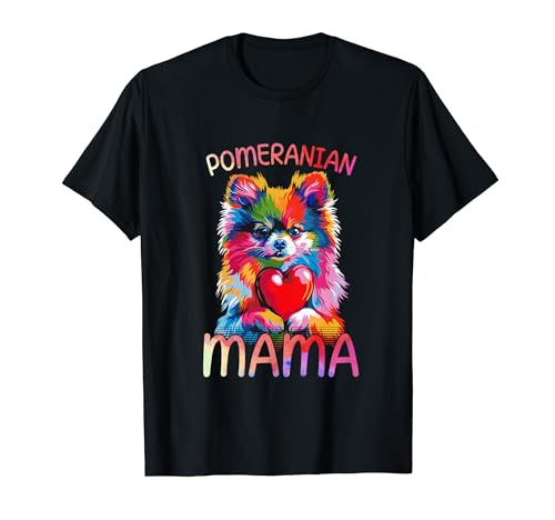 Pomeranian Dog Lover Mama Pop Art Pomeranian Mom para mujer Camiseta