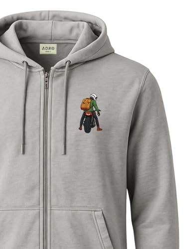 Image of ADRO Men's Regular Fit Zip-Up Hoodie for man | 320 GSM Cotton Poly Fleece Zipper Sweatshirt with Soft Fabric & Printed Hoodies