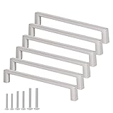 AOKENBAO Solid Square Bar Cabinet Handle - Matte Brushed Nickel Furniture Pull 6 Inch/152.4mm Screwh