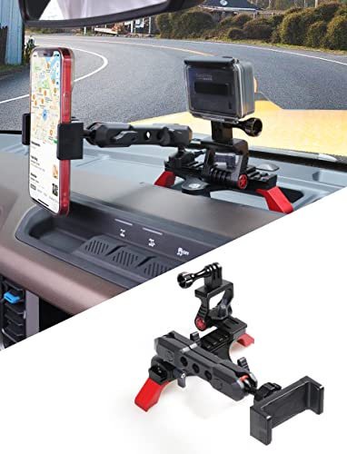 sukemichi Phone Mount for Bronco, Multifunctional Dash Cell Phone Holder Mount Camera Mount for Ford Bronco Accessories 2021-2026 2 Door 4 Door, 360° Adjustable Cell Phone Holder for NATO Rail