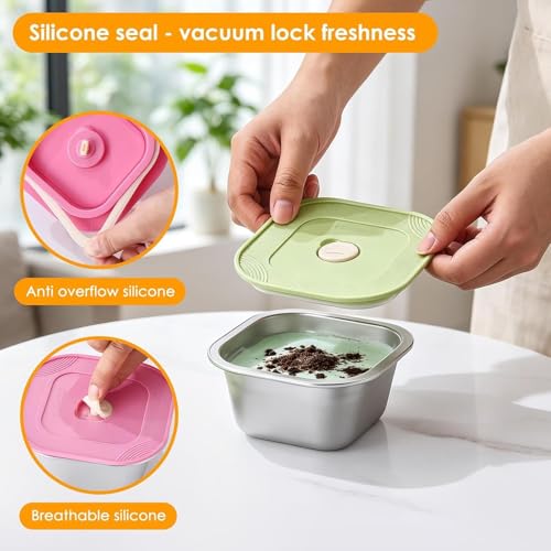 Bols à glace pour congélateur réutilisables avec couvercle en silicone - 4