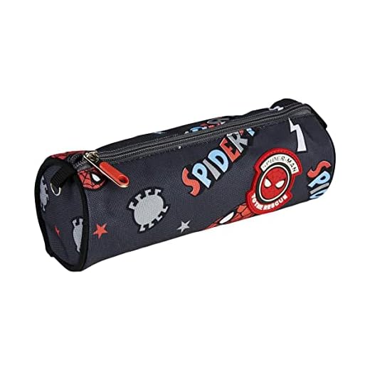 CERDÁ LIFE'S LITTLE MOMENTS - Estuche Escolar Redondo de Niño de Spiderman Portatodo con Apertura de Cremallera - Licencia Oficial Marvel, Negro, 2100003834