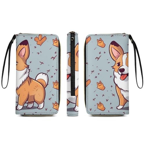 Womens Leather Wallets with Wristlet Strap Corgi Wallet for Women Card Phone Holder Ladies Purse3