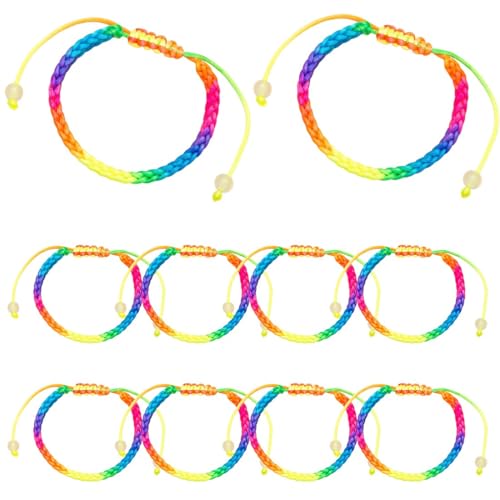 XENQITO 10 Piezas pulseras trenzadas coloridas hechas a mano, pulseras de la amistad coloridas, juego de pulseras bohemias ajustables, regalo para niños, niñas y niños