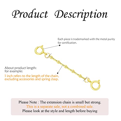 Image of 10k 14k Real Gold 1 inch /1.5 inch /2 inch /2.5 inch /3 inch /4 inch /5 inch Necklace Extender, Necklace Bracelet Extender Chain, Durable Gold Extender Chain, Adjustable Extension Chain for Necklace Bracelet Anklet