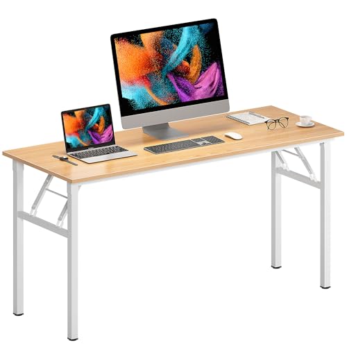 Image of Need Office Computer Desk 60 Inch Sturdy Folding Laptop Table Teak