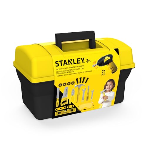 Stanley Jr. Tool Set for Kids 21-Piece Kids Tool Box - Ideal Tool Sets for Age 3+ Tool Box for Early Learning and Development Child-Safe and Durable